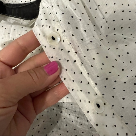 KILOL Midi tiered tunic dress, polka dot print, sheer,deep side slits,buttons XS - Picture 6 of 13